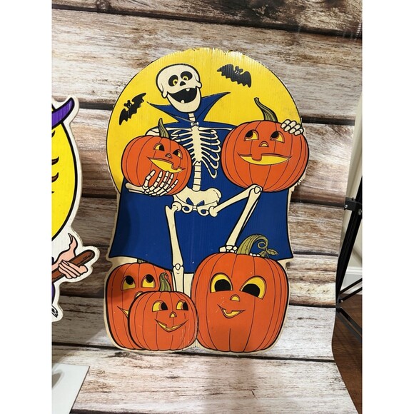 Vintage Halloween Yard Art Signs Cardboard Color Clings 1996 1997 Lot - Picture 5 of 11